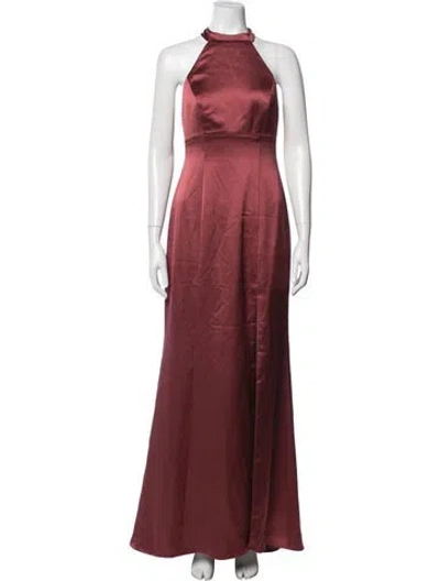 Pre-owned Amsale Halterneck Long Dress W/ Tags In Red