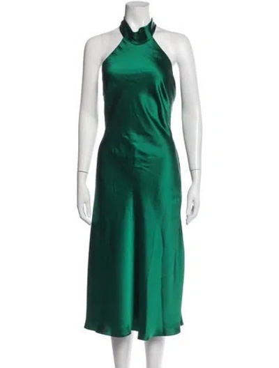 Pre-owned Amsale Halterneck Midi Length Dress In Green