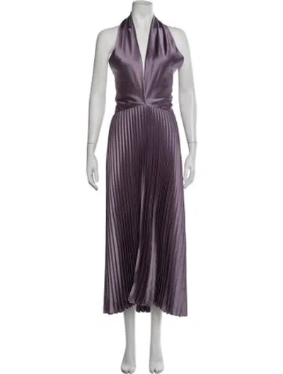 Pre-owned Amsale Halterneck Midi Length Dress In Purple
