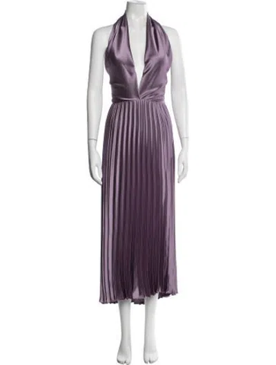 Pre-owned Amsale Halterneck Midi Length Dress In Purple