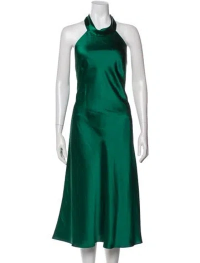 Pre-owned Amsale Halterneck Midi Length Dress W/ Tags In Green