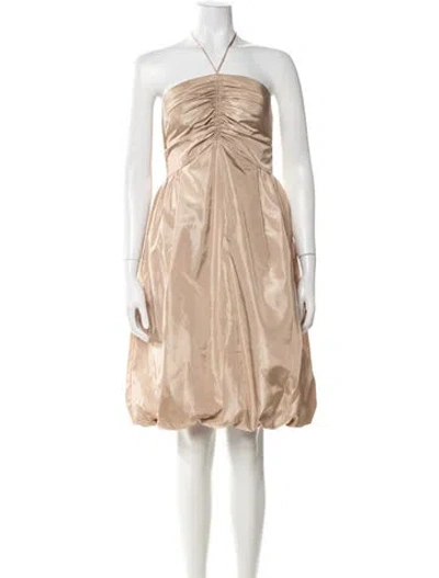 Pre-owned Amsale Halterneck Mini Dress In Neutrals