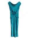 Amsale Gerafftes Hammered Kleid In Blue