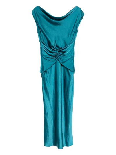 Amsale Gerafftes Hammered Kleid In Blue