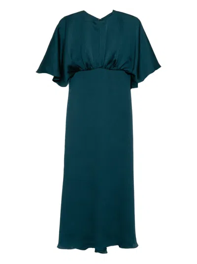 Amsale Hammered Satin Dress In Green