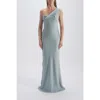 Amsale Hammered Satin Gown In Blue