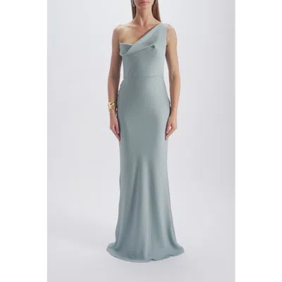 Amsale Hammered Satin Gown In Blue