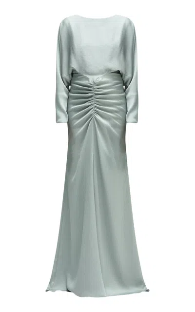 Amsale Hammered Satin Gown In Green