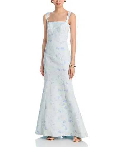 Amsale Ida Printed Dress In Blue