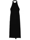 Amsale Italian Stretch Crepe Halter Dress In Black