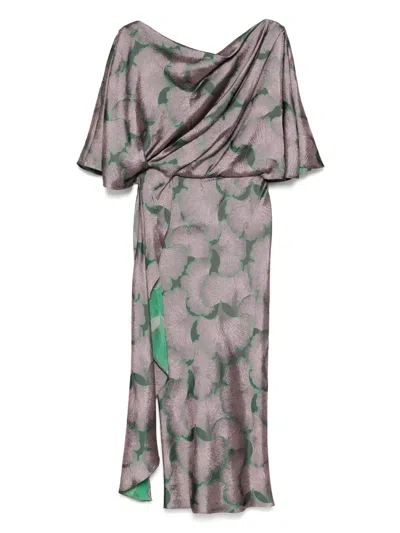 Amsale Jacquard Cascading Draped Dress
