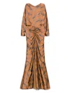 Amsale Long Sleeve Jacquard Gown