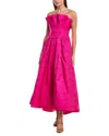 Amsale Jacquard Pleated Gown In Pink