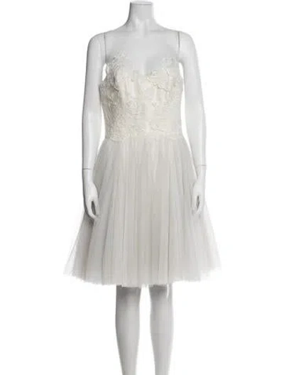 Pre-owned Amsale Lace Pattern Mini Dress In Grey