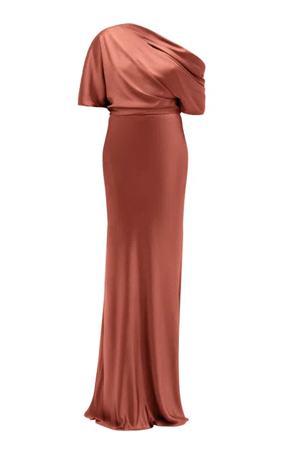 Amsale Liquid Satin Gown In Brown