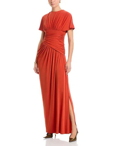 Amsale Matte Jersey Asymmetric Gathered Gown In Red