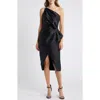Amsale Mik One-shoulder Dress In Black