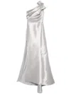 Amsale Mikado Draped Bodice Gown In Grau