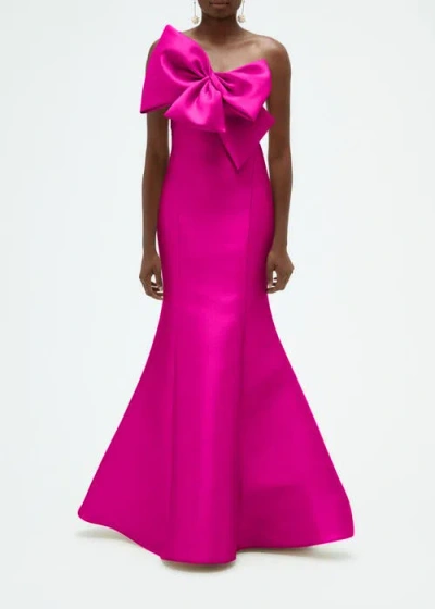 Amsale Mikado Twisted Double Bow Gown In Pink