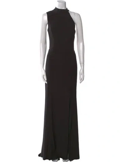 Pre-owned Amsale Mock Neck Long Dress In Black