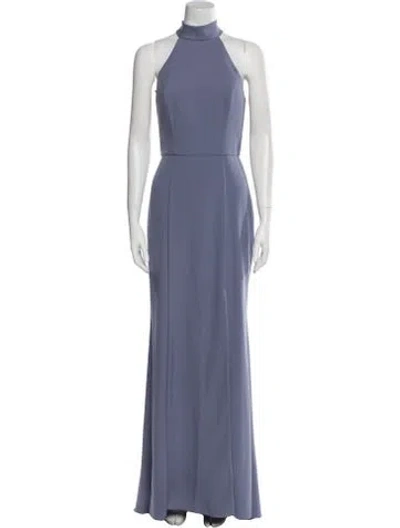 Pre-owned Amsale Mock Neck Long Dress In Blue