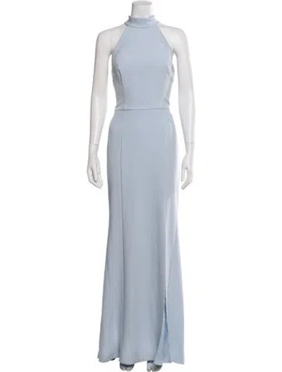 Pre-owned Amsale Mock Neck Long Dress In Blue