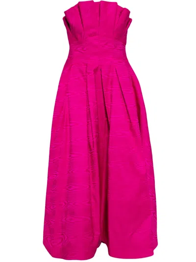 Amsale Moiré-effect Midi Dress In Purple