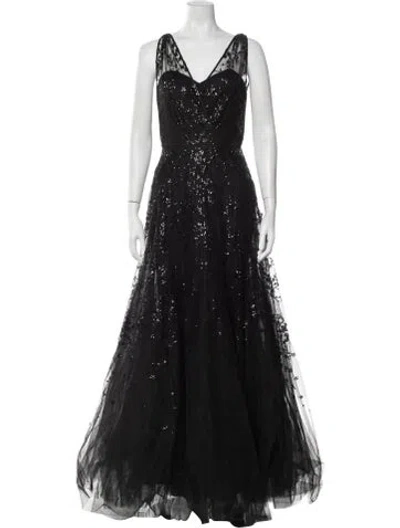 Pre-owned Amsale Nylon Long Dress In Black