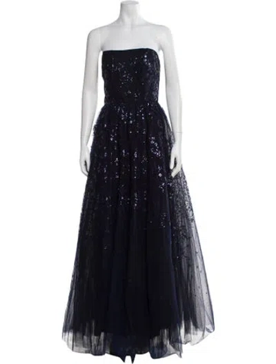 Pre-owned Amsale Nylon Long Dress In Blue