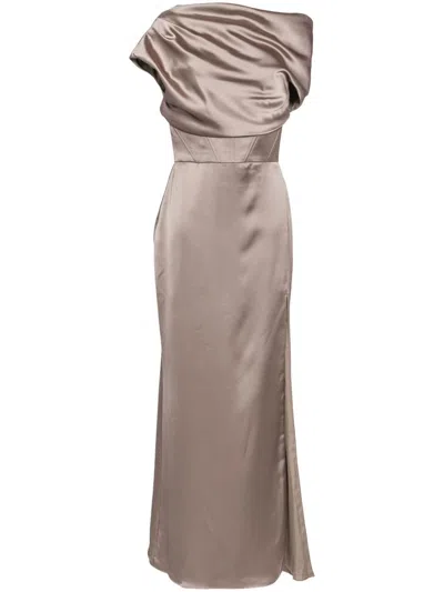 Amsale Off-shoulder Corset Dress In Green