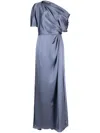 Amsale Off-shoulder Draped-detail Gown In Blue