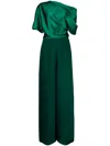 Amsale One Shoulder Wide Leg Jumpsuit In Green