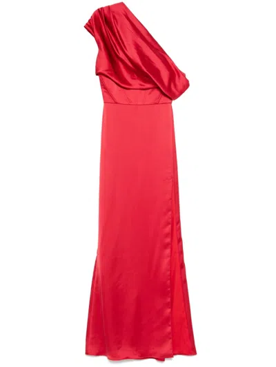 Amsale Off-the-shoulder Corset Dress In 红色