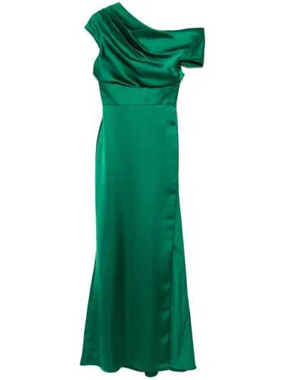 Amsale Off-the-shoulder Corset Dress In Green