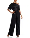 Amsale Off The Shoulder Wide Leg Jumpsuit In Black
