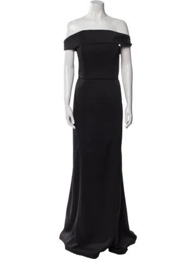 Pre-owned Amsale Off-the-shoulder Long Dress In Black
