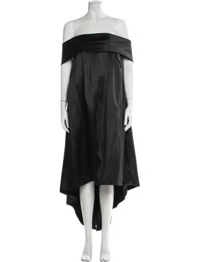 Pre-owned Amsale Off-the-shoulder Long Dress In Black