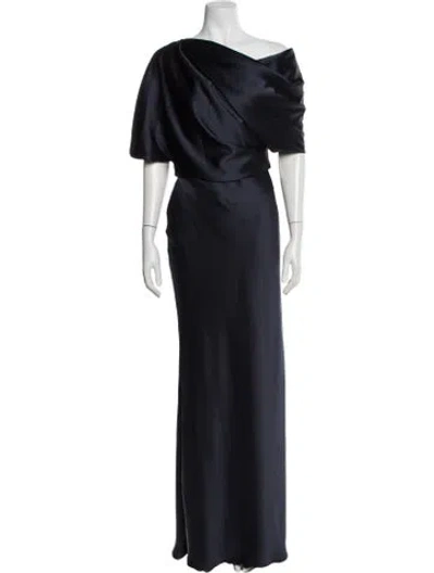 Pre-owned Amsale Off-the-shoulder Long Dress In Blue