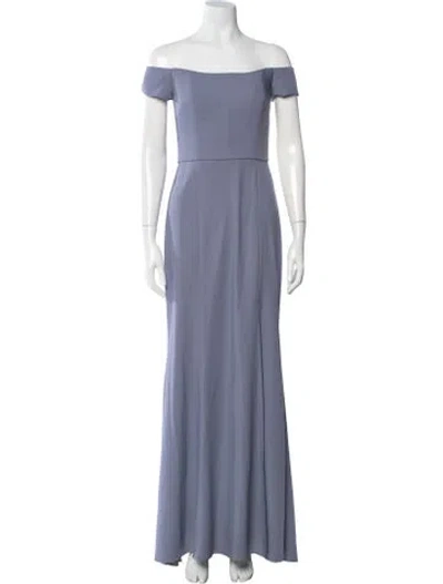 Pre-owned Amsale Off-the-shoulder Long Dress In Blue