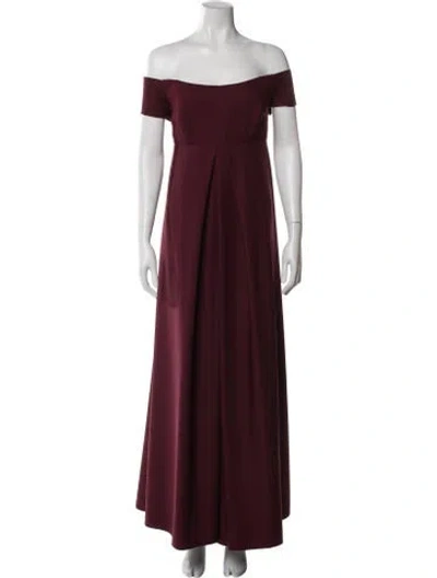 Pre-owned Amsale Off-the-shoulder Long Dress In Burgundy