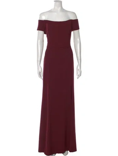 Pre-owned Amsale Off-the-shoulder Long Dress In Burgundy