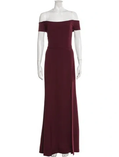 Pre-owned Amsale Off-the-shoulder Long Dress In Burgundy