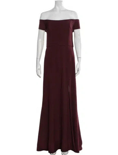 Pre-owned Amsale Off-the-shoulder Long Dress In Burgundy