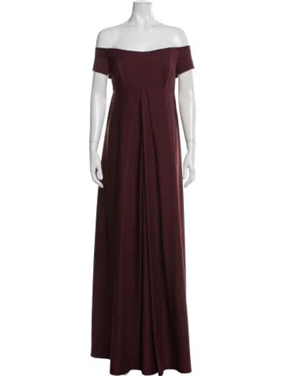 Pre-owned Amsale Off-the-shoulder Long Dress In Burgundy
