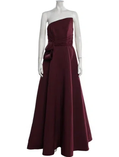 Pre-owned Amsale Off-the-shoulder Long Dress In Burgundy