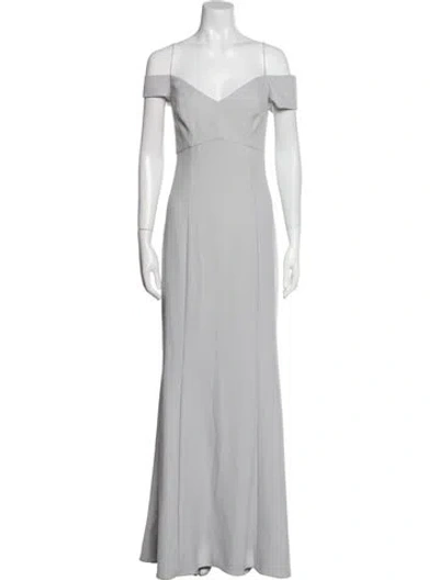 Pre-owned Amsale Off-the-shoulder Long Dress In Gray