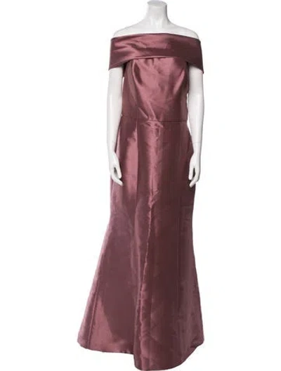 Pre-owned Amsale Off-the-shoulder Long Dress In Neutral