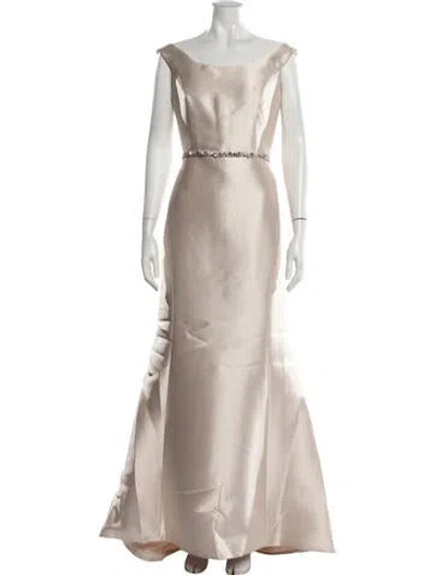 Pre-owned Amsale Off-the-shoulder Long Dress In Neutrals