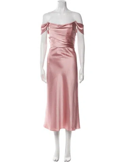 Pre-owned Amsale Off-the-shoulder Long Dress In Pink