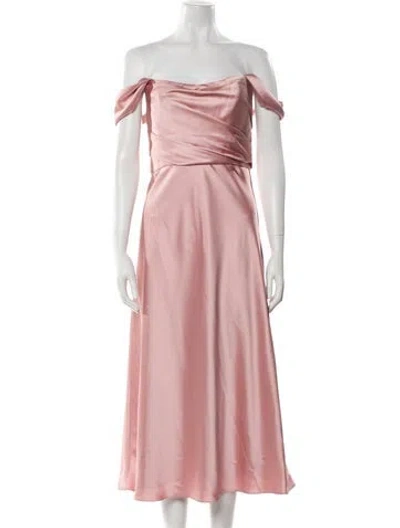 Pre-owned Amsale Off-the-shoulder Long Dress In Pink